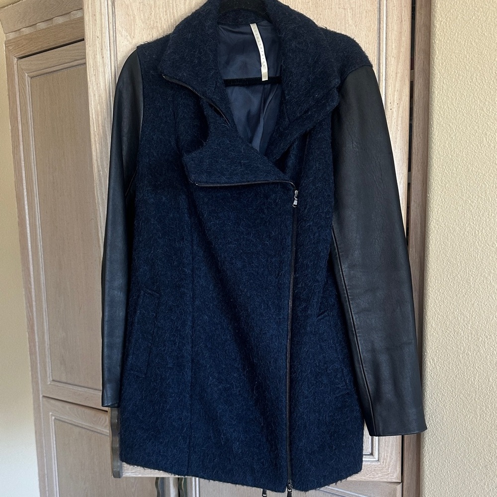 Truth and Pride Women's Navy and Black Sleeve Leather Jacket - Picture 9 of 11